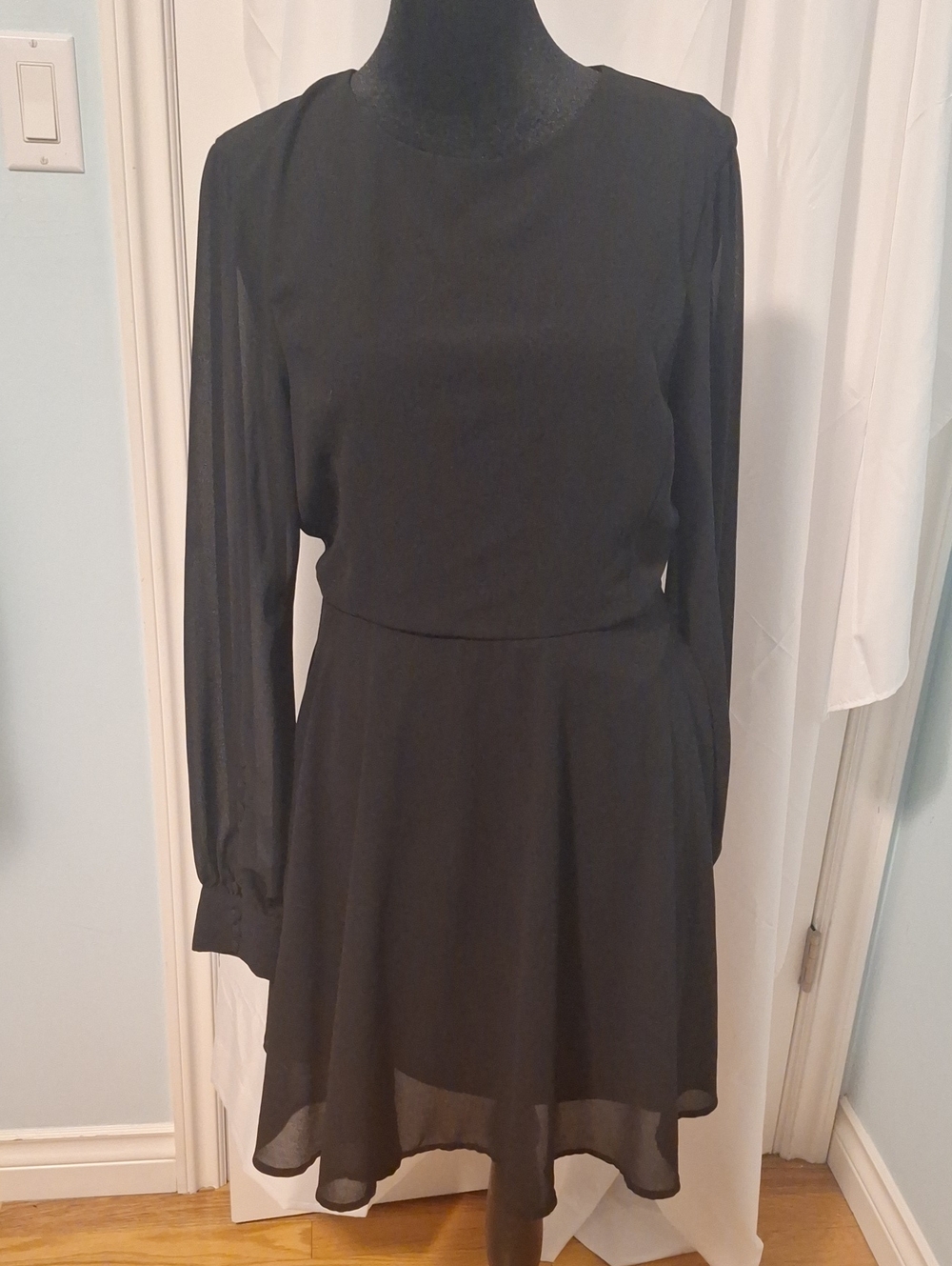 Lulu's Black Long-Sleeve Fit-and-Flare Dress